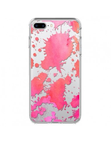 Coque iPhone 7 Plus et 8 Plus Watercolor Splash Taches Rose Orange Transparente - Sylvia Cook