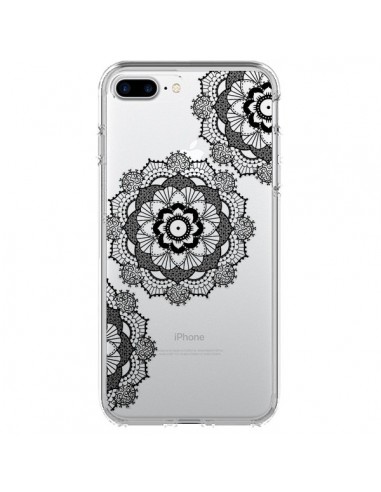 Coque iPhone 7 Plus et 8 Plus Triple Mandala Noir Black Transparente - Sylvia Cook