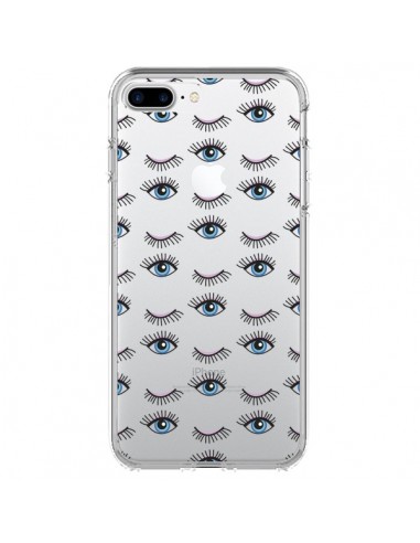 Coque Eyes Oeil Yeux Bleus Mosaïque Transparente pour iPhone 7 Plus - Elsa Lmb