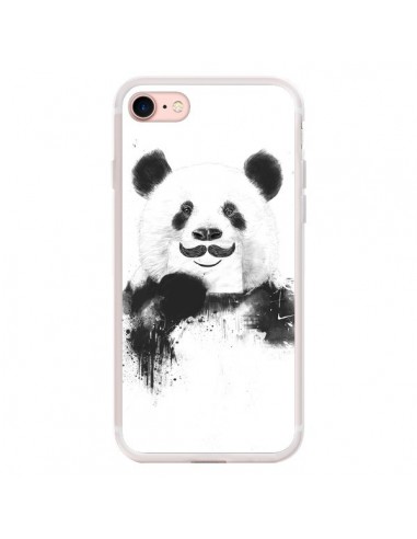 Coque iPhone 7/8 et SE 2020 Funny Panda Moustache Movember - Balazs Solti