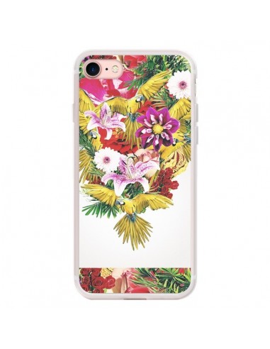 Coque iPhone 7/8 et SE 2020 Parrot Floral Perroquet Fleurs - Eleaxart