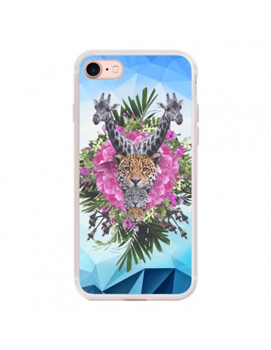 Coque iPhone 7/8 et SE 2020 Girafes Lion Tigre Jungle - Eleaxart