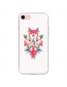 Coque iPhone 7/8 et SE 2020 Tropicales Flamingos Tropical...