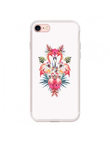 Coque iPhone 7/8 et SE 2020 Tropicales Flamingos Tropical Flamant Rose Summer Ete - Eleaxart