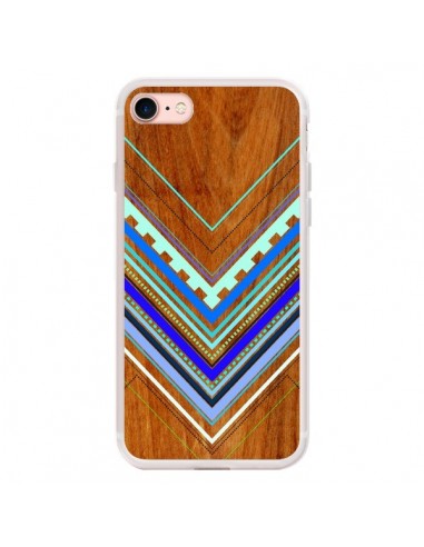 Coque iPhone 7/8 et SE 2020 Azteque Arbutus Blue Bois Aztec Tribal - Jenny Mhairi