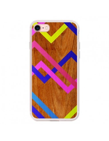 Coque iPhone 7/8 et SE 2020 Pink Yellow Wooden Bois Azteque Aztec Tribal - Jenny Mhairi
