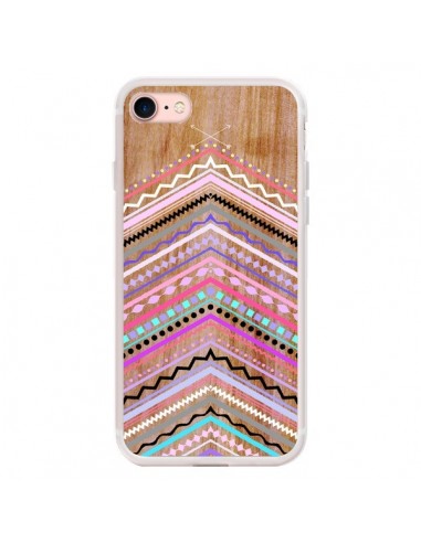 Coque iPhone 7/8 et SE 2020 Purple Chevron Wild Wood Bois Azteque Aztec Tribal - Jenny Mhairi