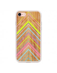 Coque iPhone 7/8 et SE 2020 Wooden Chevron Pink Bois...