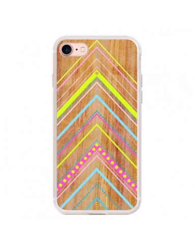 Coque iPhone 7/8 et SE 2020 Wooden Chevron Pink Bois Azteque Aztec Tribal - Jenny Mhairi