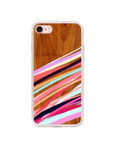 Coque iPhone 7/8 et SE 2020 Wooden Waves Coral Bois Azteque Aztec Tribal - Jenny Mhairi