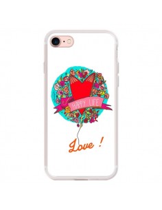 Coque iPhone 7/8 et SE 2020 Love Happy Life -...
