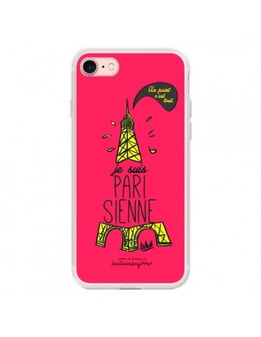 Coque iPhone 7/8 et SE 2020 Je suis Parisienne La Tour Eiffel Rose - Leellouebrigitte