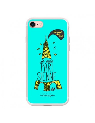 Coque iPhone 7/8 et SE 2020 Je suis Parisienne La Tour Eiffel Bleu - Leellouebrigitte