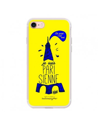 Coque iPhone 7/8 et SE 2020 Je suis Parisienne La Tour Eiffel Jaune - Leellouebrigitte