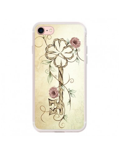Coque iPhone 7/8 et SE 2020 Key Lucky Clef Flower - LouJah