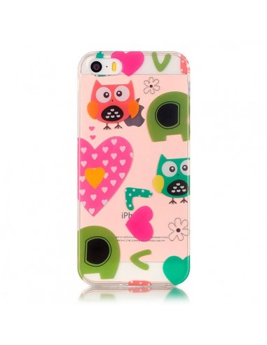 Coque iPhone 5/5S et SE Chouettes Coeurs Transparente en silicone semi-rigide TPU