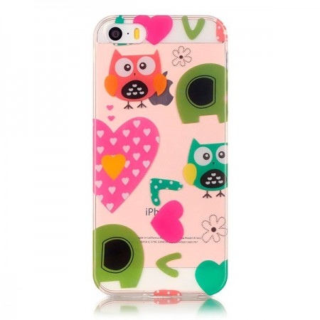 Coque iPhone 5/5S et SE Chouettes Coeurs Transparente en silicone semi-rigide TPU