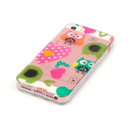 Coque iPhone 5/5S et SE Chouettes Coeurs Transparente en silicone semi-rigide TPU