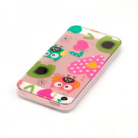 Coque iPhone 5/5S et SE Chouettes Coeurs Transparente en silicone semi-rigide TPU