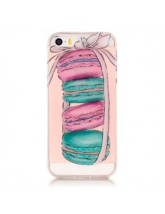 Coque iPhone 5/5S et SE Macarons Transparente en silicone...