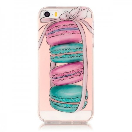 Coque iPhone 5/5S et SE Macarons Transparente en silicone semi-rigide TPU