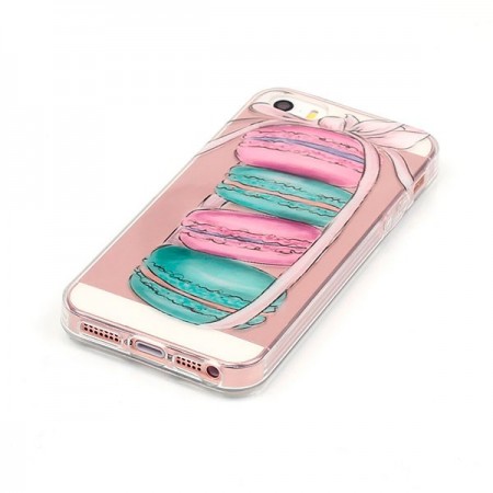 Coque iPhone 5/5S et SE Macarons Transparente en silicone semi-rigide TPU