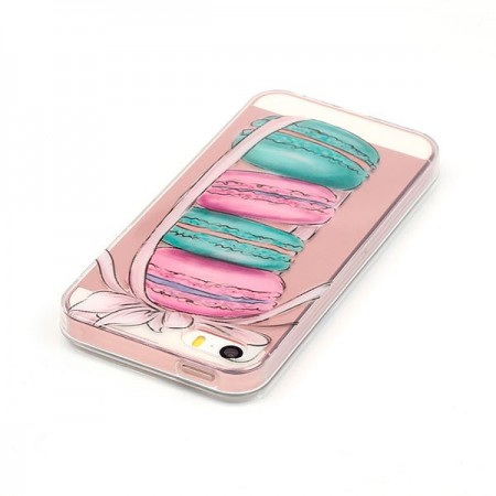 Coque iPhone 5/5S et SE Macarons Transparente en silicone semi-rigide TPU