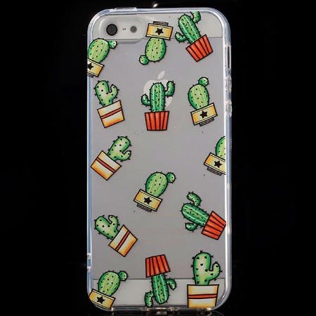 Coque iPhone 5/5S et SE Cactus Multiple Transparente en silicone semi-rigide TPU