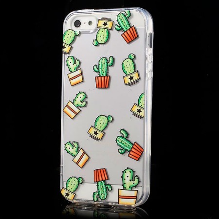 Coque iPhone 5/5S et SE Cactus Multiple Transparente en silicone semi-rigide TPU