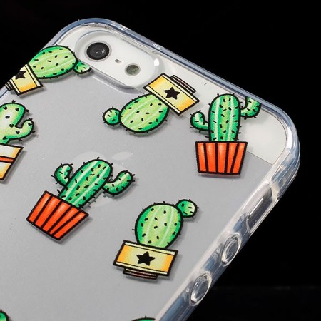 Coque iPhone 5/5S et SE Cactus Multiple Transparente en silicone semi-rigide TPU