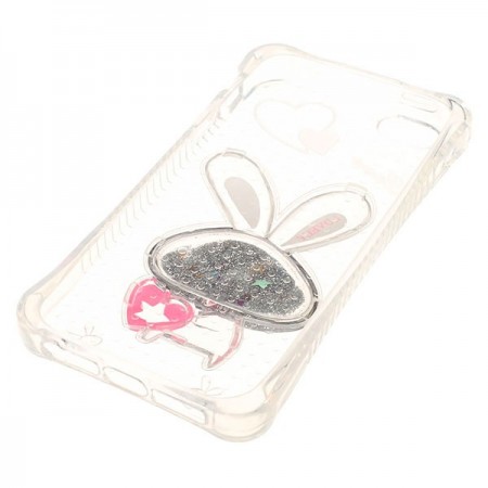 Coque iPhone 5/5S et SE Lapin en Relief avec Paillettes Transparente en silicone semi-rigide TPU