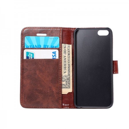 Etui Portefeuille Simili Cuir Luxe pour iPhone 5/5S et SE