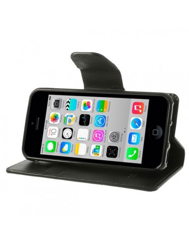 Etui Portefeuille Simili Cuir Luxe pour iPhone 5C