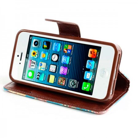 Etui Portefeuille en Jean à Fleurs pour iPhone 5/5S et SE Etui Portefeuille en Jean à Fleurs pour iPhone 5/5S et SE