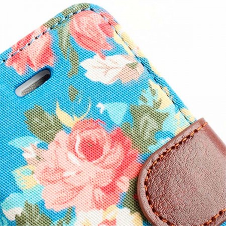 Etui Portefeuille en Jean à Fleurs pour iPhone 5/5S et SE Etui Portefeuille en Jean à Fleurs pour iPhone 5/5S et SE