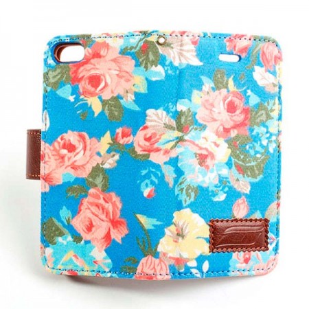 Etui Portefeuille en Jean à Fleurs pour iPhone 5/5S et SE Etui Portefeuille en Jean à Fleurs pour iPhone 5/5S et SE