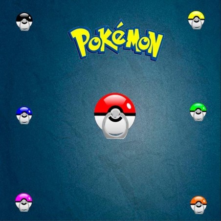 Bague Support à Anneau Rotatif Pokeball en Forme de Bague pour Téléphone Adhésif