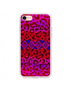 Coque iPhone 7/8 et SE 2020 Tribal Leopard Rouge - Ebi...