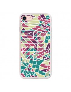 Coque iPhone 7/8 et SE 2020 Azteque Triangles Vert Violet...