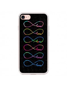 Coque iPhone 7/8 et SE 2020 Love Forever Infini Noir -...