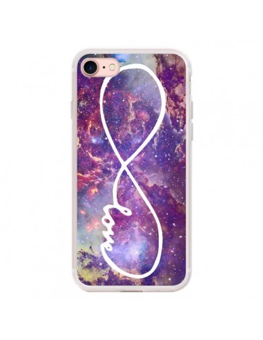 Coque iPhone 7/8 et SE 2020 Love Forever Infini Galaxy - Eleaxart