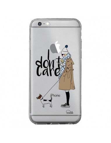 Coque iPhone 6 Plus et 6S Plus I don't care Fille Chien Transparente - Lolo Santo