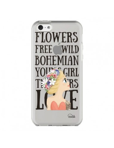 Coque iPhone 5C Flowers Love Transparente - Lolo Santo