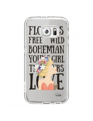 Coque Flowers Love Transparente pour Samsung Galaxy S6 - Lolo Santo