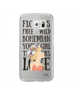 Coque Flowers Love Transparente pour Samsung Galaxy S6...