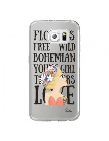 Coque Flowers Love Transparente pour Samsung Galaxy S6 Edge - Lolo Santo