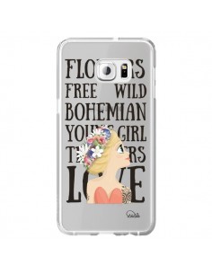 Coque Flowers Love Transparente pour Samsung Galaxy S6...
