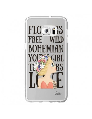 Coque Flowers Love Transparente pour Samsung Galaxy S6 Edge Plus - Lolo Santo