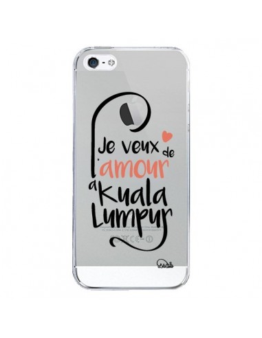 Coque iPhone 5/5S et SE Je veux de l'amour à Kuala Lumpur Transparente - Lolo Santo