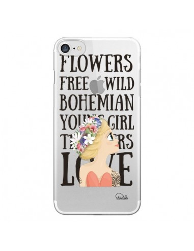 Coque iPhone 7/8 et SE 2020 Flowers Love Transparente - Lolo Santo